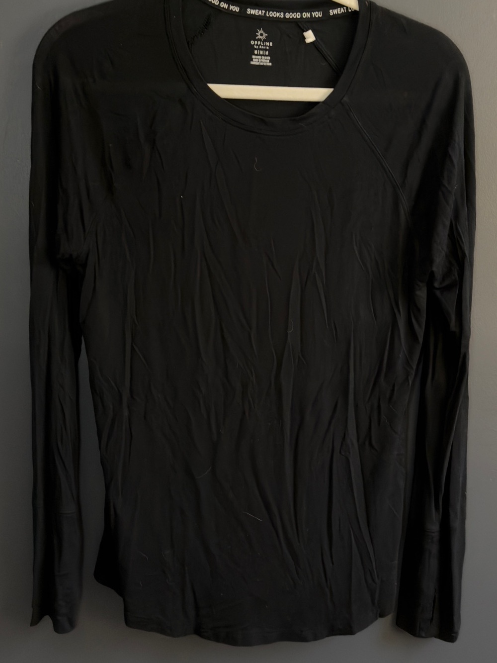 aerie Black Long-Sleeve Crew Tee